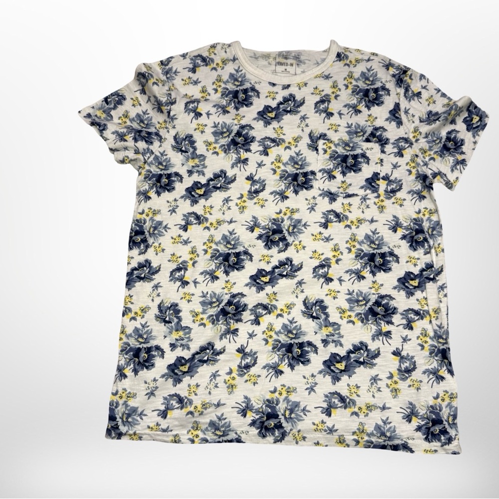 GAP Men's Floral Tee - Blue and Yellow
